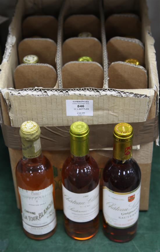 An attractive eleven half-bottle assortment of Sauternes and Barsac